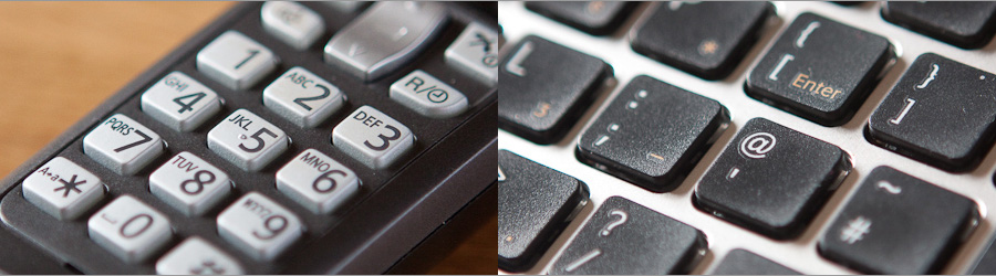 Picture of phone keypad and keyboard '@' key